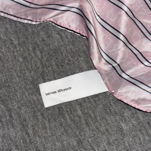 Victoria’s Secret Satin Silky 100% Polyester Pink and White Stripe Logo Scarf - Picture 8 of 10